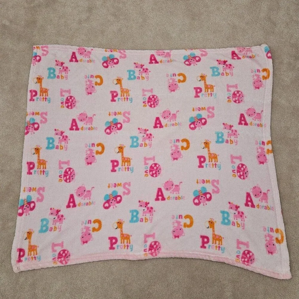 Bon Bebe Pink Orange Blue Fleece Baby Blanket Giraffe Cat Cow Butterfly Ladybug
